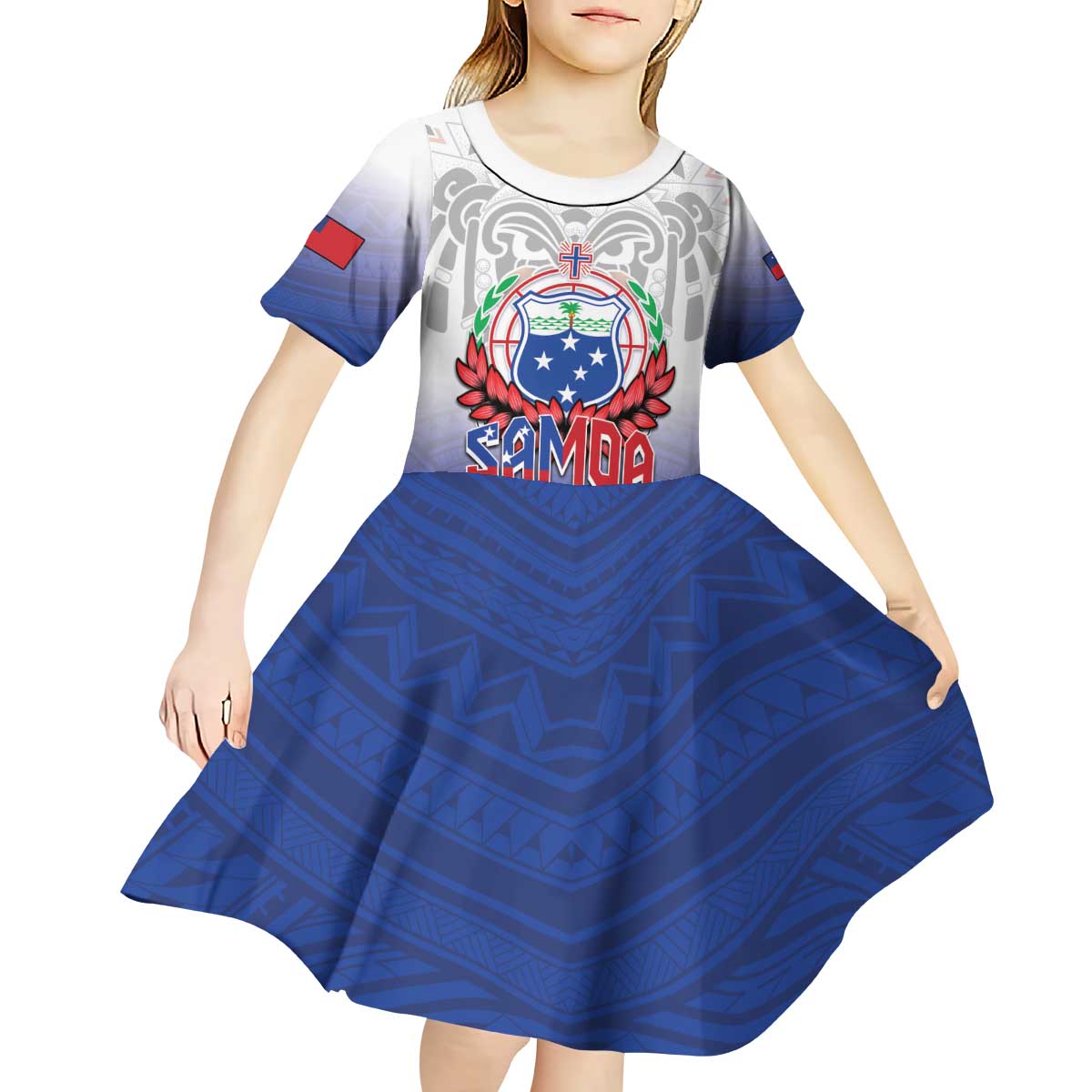 Custom Samoa Rugby 2024 Pacific Kid Short Sleeve Dress Go Manu Samoa LT05 - Polynesian Pride