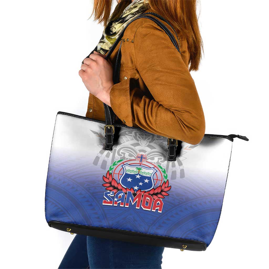 Samoa Rugby 2024 Pacific Leather Tote Bag Go Manu Samoa LT05 Blue - Polynesian Pride
