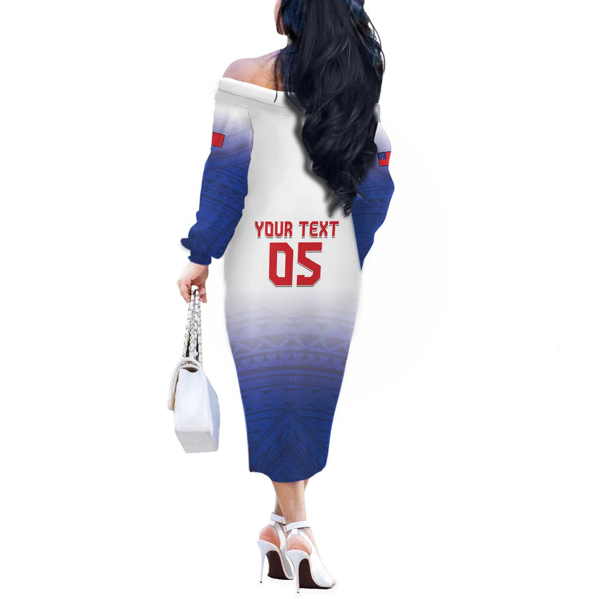Custom Samoa Rugby 2024 Pacific Off The Shoulder Long Sleeve Dress Go Manu Samoa LT05 - Polynesian Pride