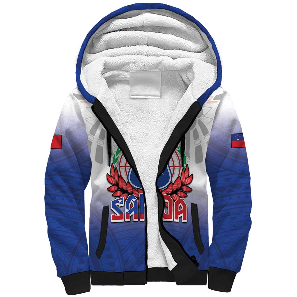 Custom Samoa Rugby 2024 Pacific Sherpa Hoodie Go Manu Samoa LT05 Unisex Blue - Polynesian Pride