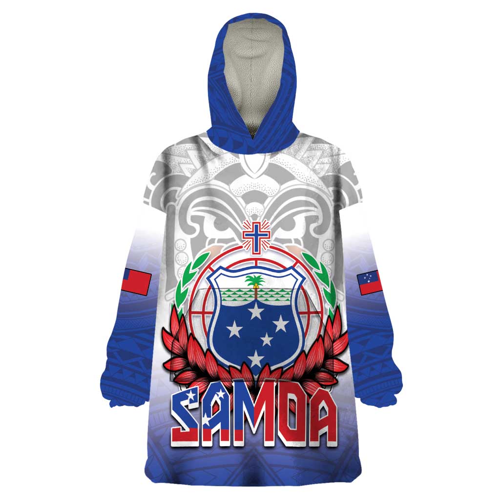 Custom Samoa Rugby 2024 Pacific Wearable Blanket Hoodie Go Manu Samoa LT05 One Size Blue - Polynesian Pride
