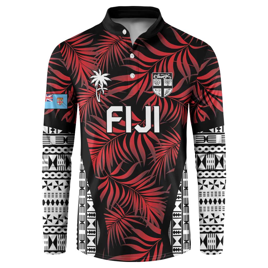 Custom Flying Fijians Rugby 2024 Pacific Button Sweatshirt Go Fiji LT05 Black - Polynesian Pride