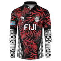 Custom Flying Fijians Rugby 2024 Pacific Button Sweatshirt Go Fiji LT05 Black - Polynesian Pride