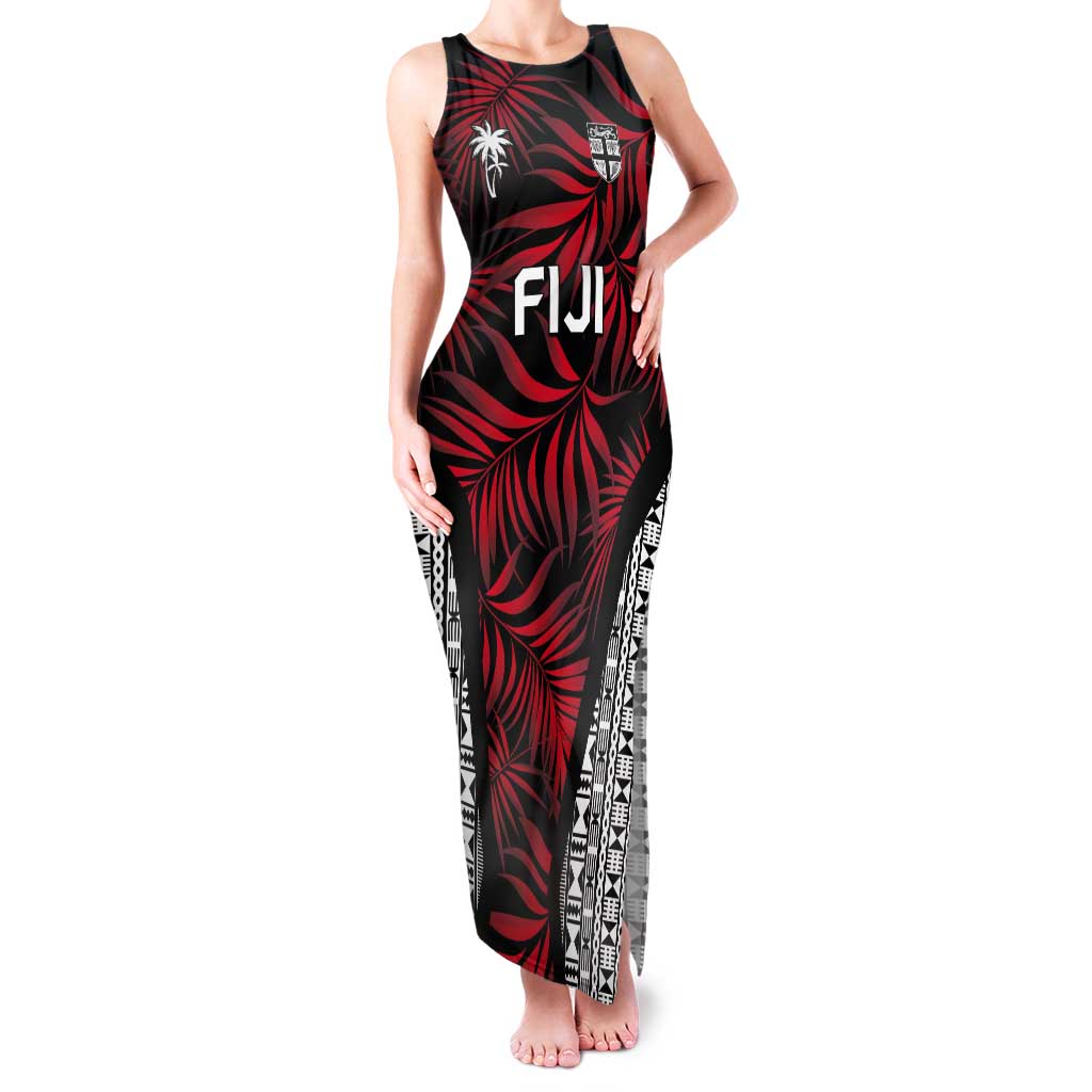 Custom Flying Fijians Rugby 2024 Pacific Tank Maxi Dress Go Fiji LT05 Women Black - Polynesian Pride