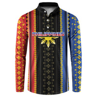 Personalised Philippines Filipinos Button Sweatshirt Igorot Tribal Inspiration Pattern Style LT05 Black - Polynesian Pride