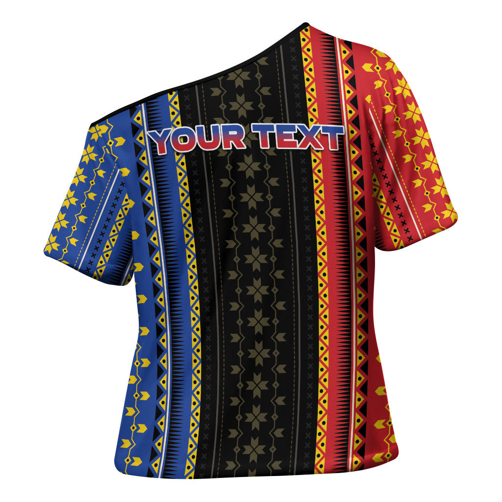 Personalised Philippines Filipinos Cross Shoulder Shirt Igorot Tribal Inspiration Pattern Style LT05 - Polynesian Pride