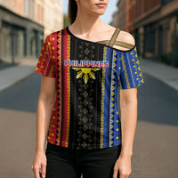Personalised Philippines Filipinos Cross Shoulder Shirt Igorot Tribal Inspiration Pattern Style LT05 - Polynesian Pride