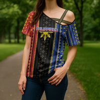 Personalised Philippines Filipinos Cross Shoulder Shirt Igorot Tribal Inspiration Pattern Style LT05 - Polynesian Pride