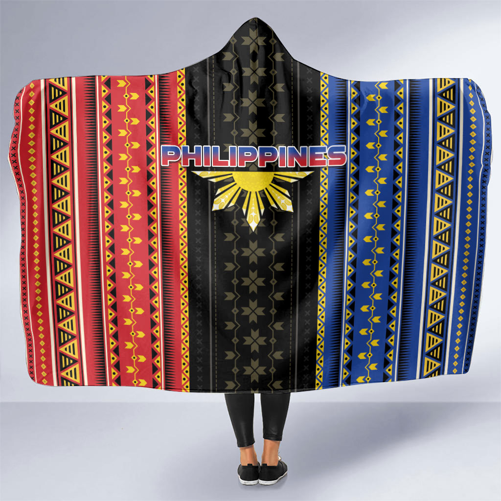 Philippines Filipinos Hooded Blanket Igorot Tribal Inspiration Pattern Style LT05 One Size Black - Polynesian Pride