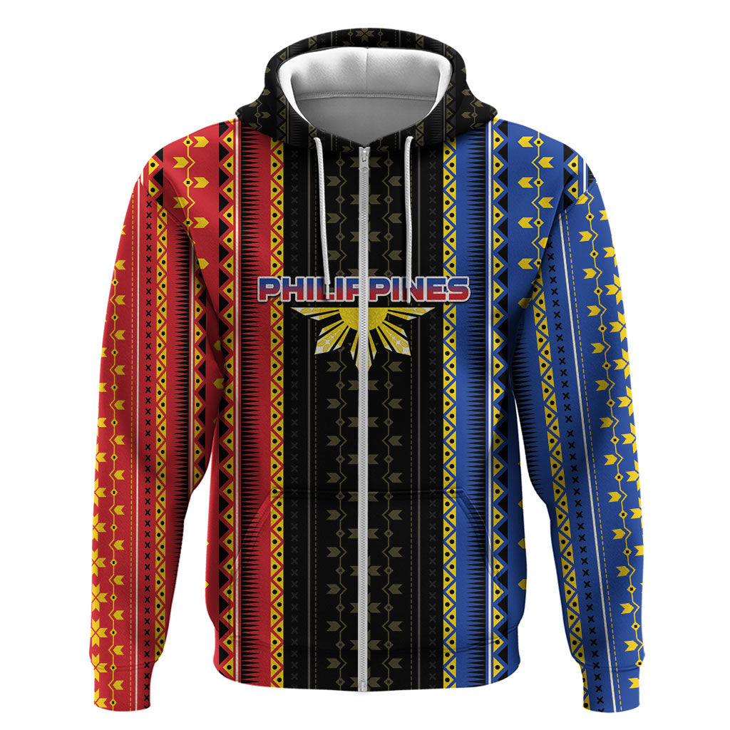 Personalised Philippines Filipinos Hoodie Igorot Tribal Inspiration Pattern Style LT05 Zip Hoodie Black - Polynesian Pride