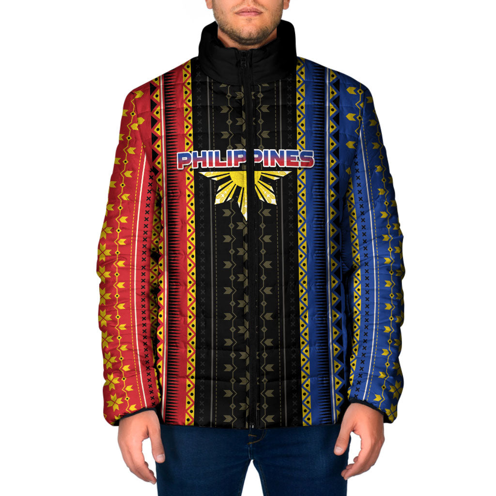 Personalised Philippines Filipinos Padded Jacket Igorot Tribal Inspiration Pattern Style LT05 Men Black - Polynesian Pride