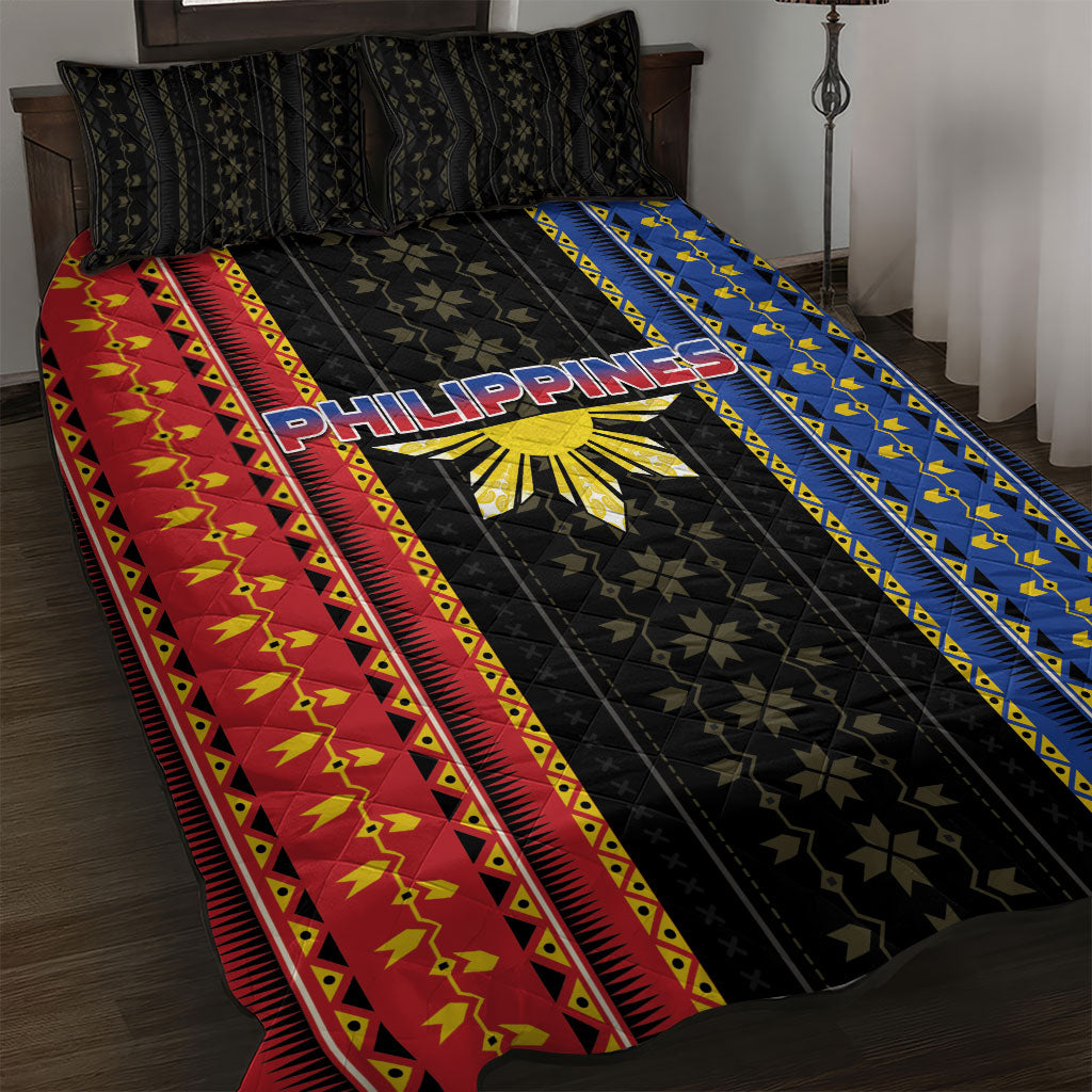 Philippines Filipinos Quilt Bed Set Igorot Tribal Inspiration Pattern Style LT05 Black - Polynesian Pride