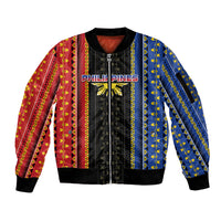 Personalised Philippines Filipinos Sleeve Zip Bomber Jacket Igorot Tribal Inspiration Pattern Style LT05 Unisex Black - Polynesian Pride