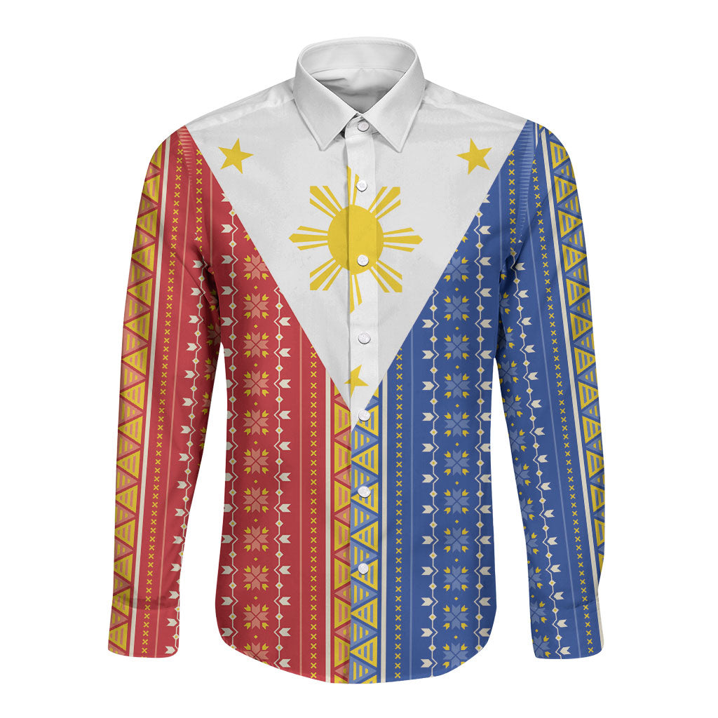 Philippines Sun Long Sleeve Button Shirt Igorot Tribal Inspiration LT05 Unisex Colorful - Polynesian Pride