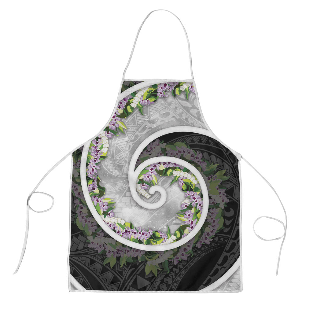 Piko Hawaii Apron Polynesian Pattern With Maile Pikake Honohono Lei LT05 Black - Polynesian Pride