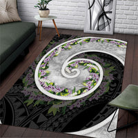 Piko Hawaii Area Rug Polynesian Pattern With Maile Pikake Honohono Lei LT05 Black - Polynesian Pride