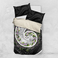 Piko Hawaii Bedding Set Polynesian Pattern With Maile Pikake Honohono Lei LT05 US Twin 172cm x 218cm Black - Polynesian Pride