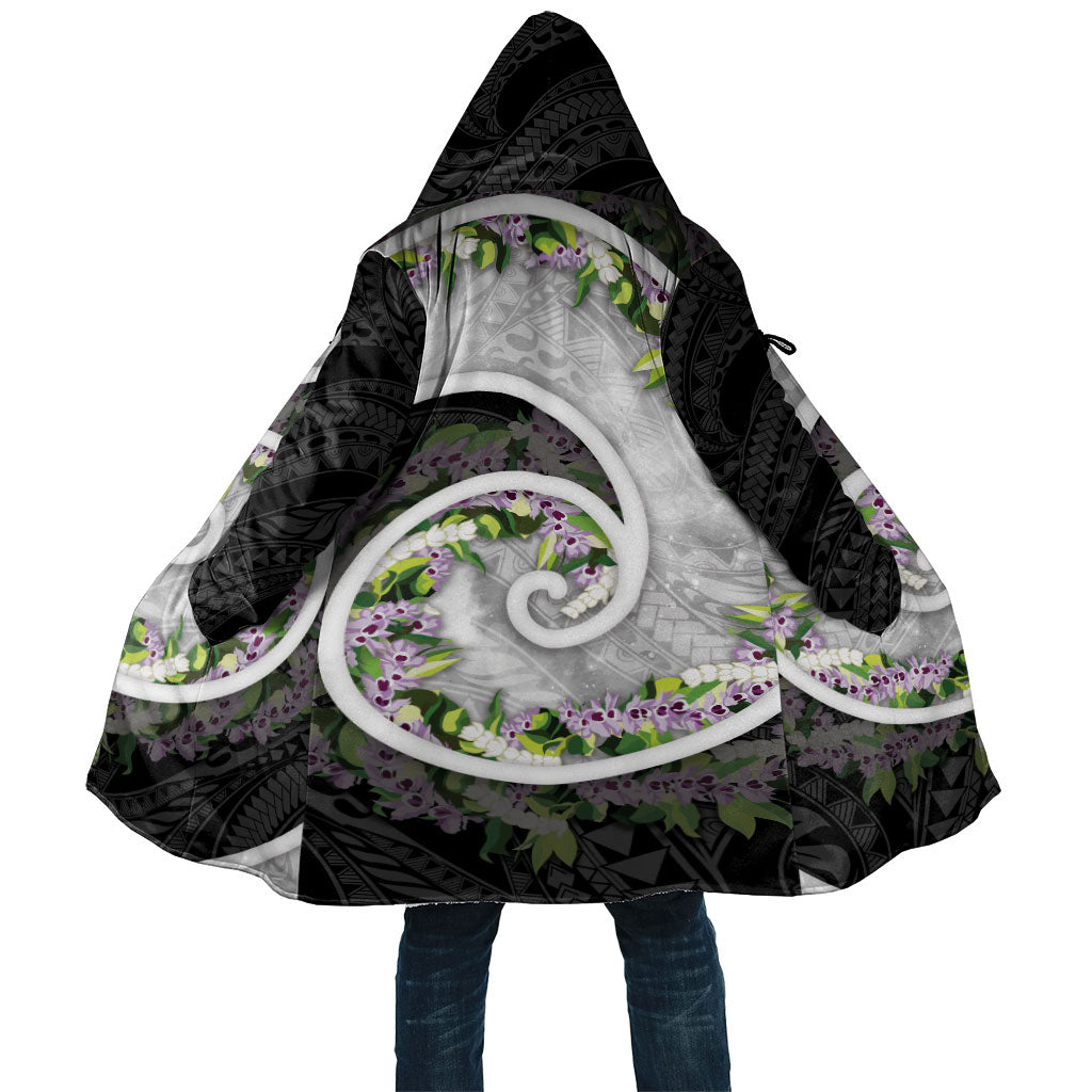 Piko Hawaii Cloak Polynesian Pattern With Maile Pikake Honohono Lei LT05 Unisex Black - Polynesian Pride