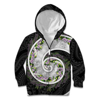 Piko Hawaii Kid Hoodie Polynesian Pattern With Maile Pikake Honohono Lei LT05 Zip Hoodie Black - Polynesian Pride
