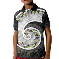 Piko Hawaii Kid Polo Shirt Polynesian Pattern With Maile Pikake Honohono Lei LT05 Kid Black - Polynesian Pride