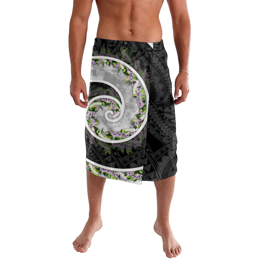 Piko Hawaii Lavalava Polynesian Pattern With Maile Pikake Honohono Lei LT05 Black - Polynesian Pride