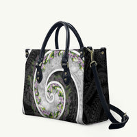 Piko Hawaii Leather Bag Polynesian Pattern With Maile Pikake Honohono Lei LT05 Black - Polynesian Pride