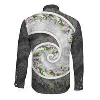 Piko Hawaii Long Sleeve Button Shirt Polynesian Pattern With Maile Pikake Honohono Lei LT05 - Polynesian Pride