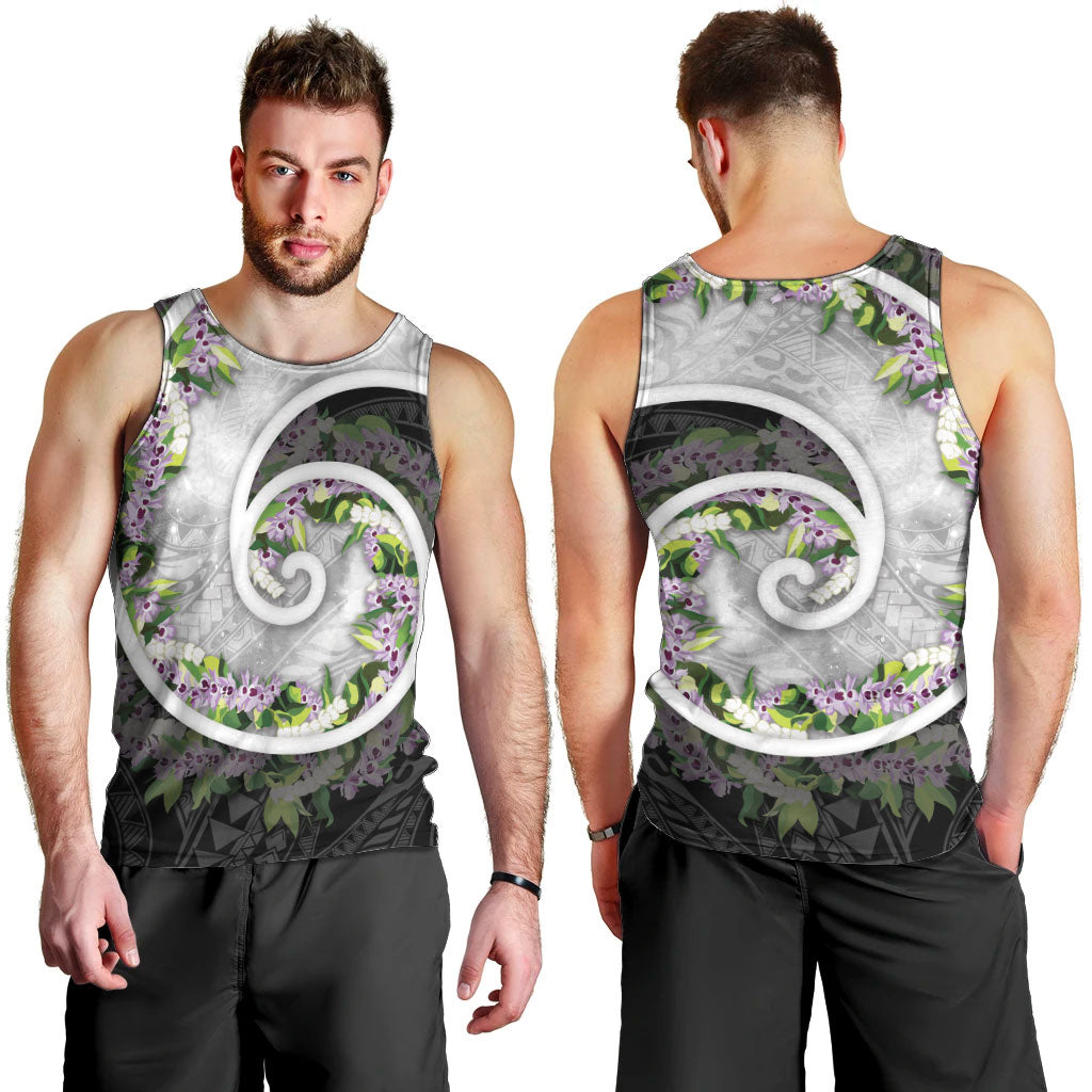 Piko Hawaii Men Tank Top Polynesian Pattern With Maile Pikake Honohono Lei LT05 - Polynesian Pride