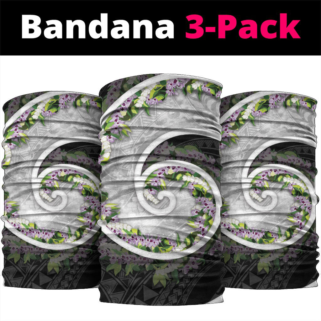 Piko Hawaii Neck Gaiter Polynesian Pattern With Maile Pikake Honohono Lei LT05 package One Size: 25*50cm Black - Polynesian Pride