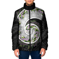 Piko Hawaii Padded Jacket Polynesian Pattern With Maile Pikake Honohono Lei LT05 Men Black - Polynesian Pride