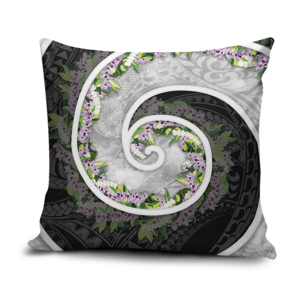 Piko Hawaii Pillow Cover Polynesian Pattern With Maile Pikake Honohono Lei LT05 Black - Polynesian Pride