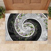 Piko Hawaii Rubber Doormat Polynesian Pattern With Maile Pikake Honohono Lei LT05 Black - Polynesian Pride