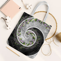 Piko Hawaii Tote Bag Polynesian Pattern With Maile Pikake Honohono Lei LT05 White Strap One Size Black - Polynesian Pride