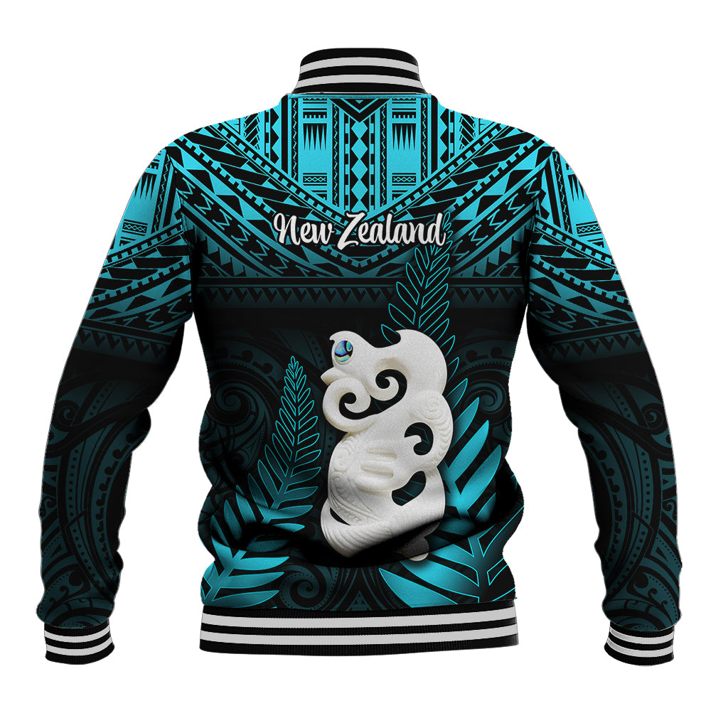 New Zealand Baseball Jacket Manaia Maori Pattern With Turquoise Fern LT05 - Polynesian Pride