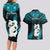 New Zealand Couples Matching Long Sleeve Bodycon Dress and Hawaiian Shirt Manaia Maori Pattern With Turquoise Fern LT05 - Polynesian Pride