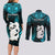 New Zealand Couples Matching Long Sleeve Bodycon Dress and Long Sleeve Button Shirts Manaia Maori Pattern With Turquoise Fern LT05 - Polynesian Pride