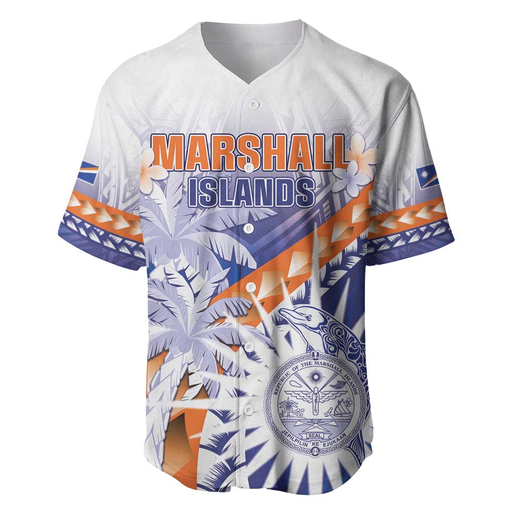 Personalised Marshall Islands Manit Day Baseball Jersey Polynesian Tribal Tattoo Tropical Style LT05 Blue - Polynesian Pride