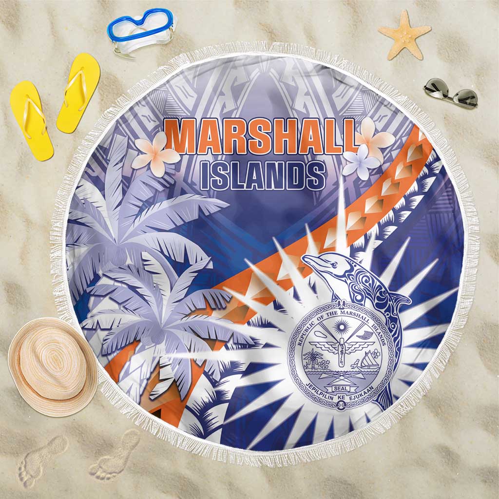 Marshall Islands Manit Day Beach Blanket Polynesian Tribal Tattoo Tropical Style LT05 One Size 150cm Blue - Polynesian Pride