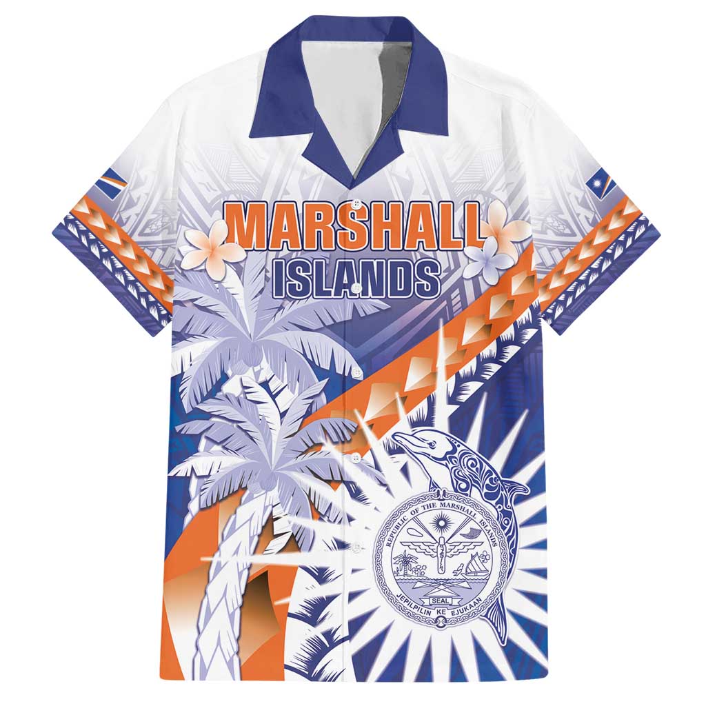 Personalised Marshall Islands Manit Day Hawaiian Shirt Polynesian Tribal Tattoo Tropical Style LT05 Blue - Polynesian Pride
