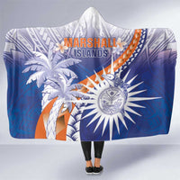 Marshall Islands Manit Day Hooded Blanket Polynesian Tribal Tattoo Tropical Style LT05 One Size Blue - Polynesian Pride