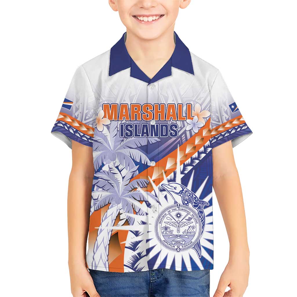 Personalised Marshall Islands Manit Day Kid Hawaiian Shirt Polynesian Tribal Tattoo Tropical Style LT05 Kid Blue - Polynesian Pride