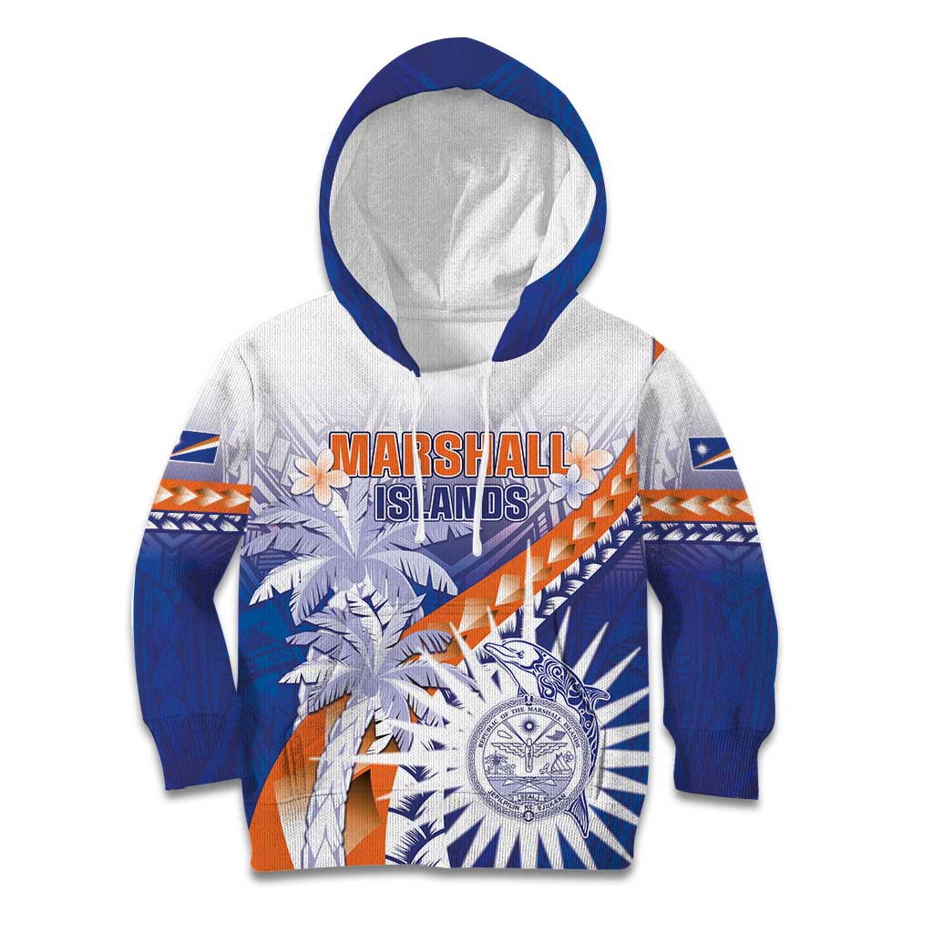 Personalised Marshall Islands Manit Day Kid Hoodie Polynesian Tribal Tattoo Tropical Style LT05 Hoodie Blue - Polynesian Pride