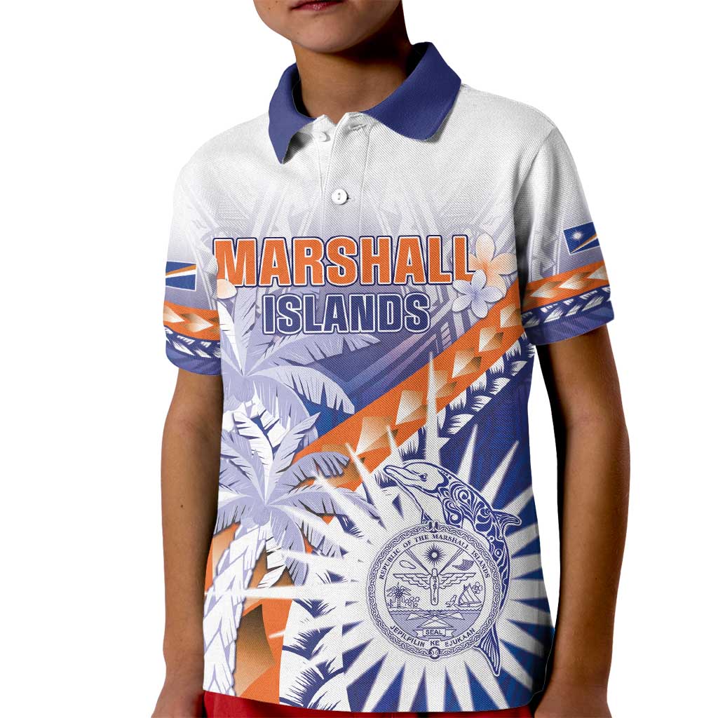 Personalised Marshall Islands Manit Day Kid Polo Shirt Polynesian Tribal Tattoo Tropical Style LT05 Kid Blue - Polynesian Pride