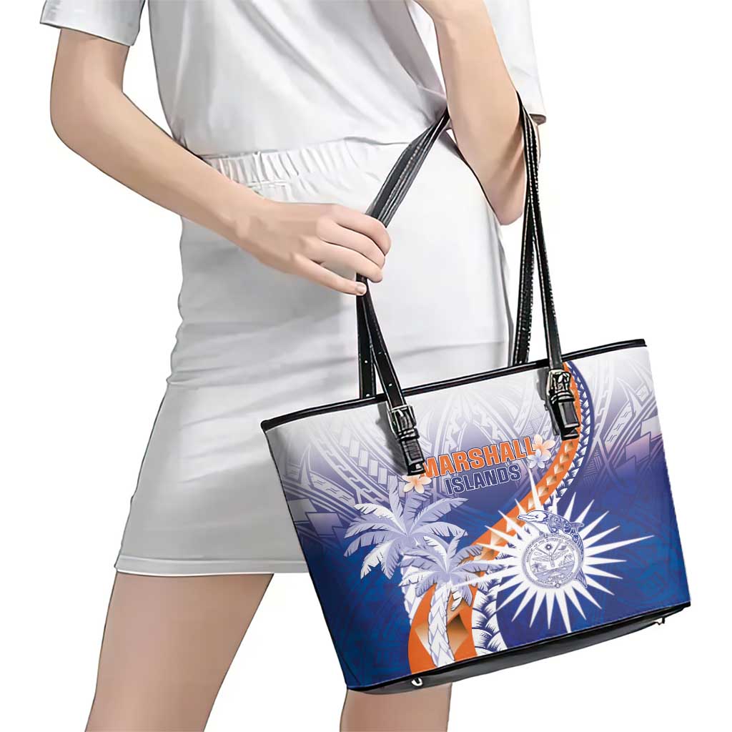 Marshall Islands Manit Day Leather Tote Bag Polynesian Tribal Tattoo Tropical Style LT05 - Polynesian Pride