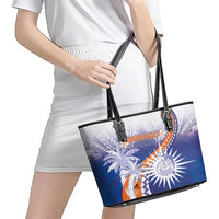 Marshall Islands Manit Day Leather Tote Bag Polynesian Tribal Tattoo Tropical Style LT05 - Polynesian Pride