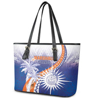 Marshall Islands Manit Day Leather Tote Bag Polynesian Tribal Tattoo Tropical Style LT05 - Polynesian Pride