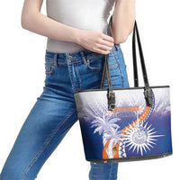 Marshall Islands Manit Day Leather Tote Bag Polynesian Tribal Tattoo Tropical Style LT05 - Polynesian Pride