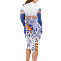Personalised Marshall Islands Manit Day Long Sleeve Bodycon Dress Polynesian Tribal Tattoo Tropical Style LT05 - Polynesian Pride