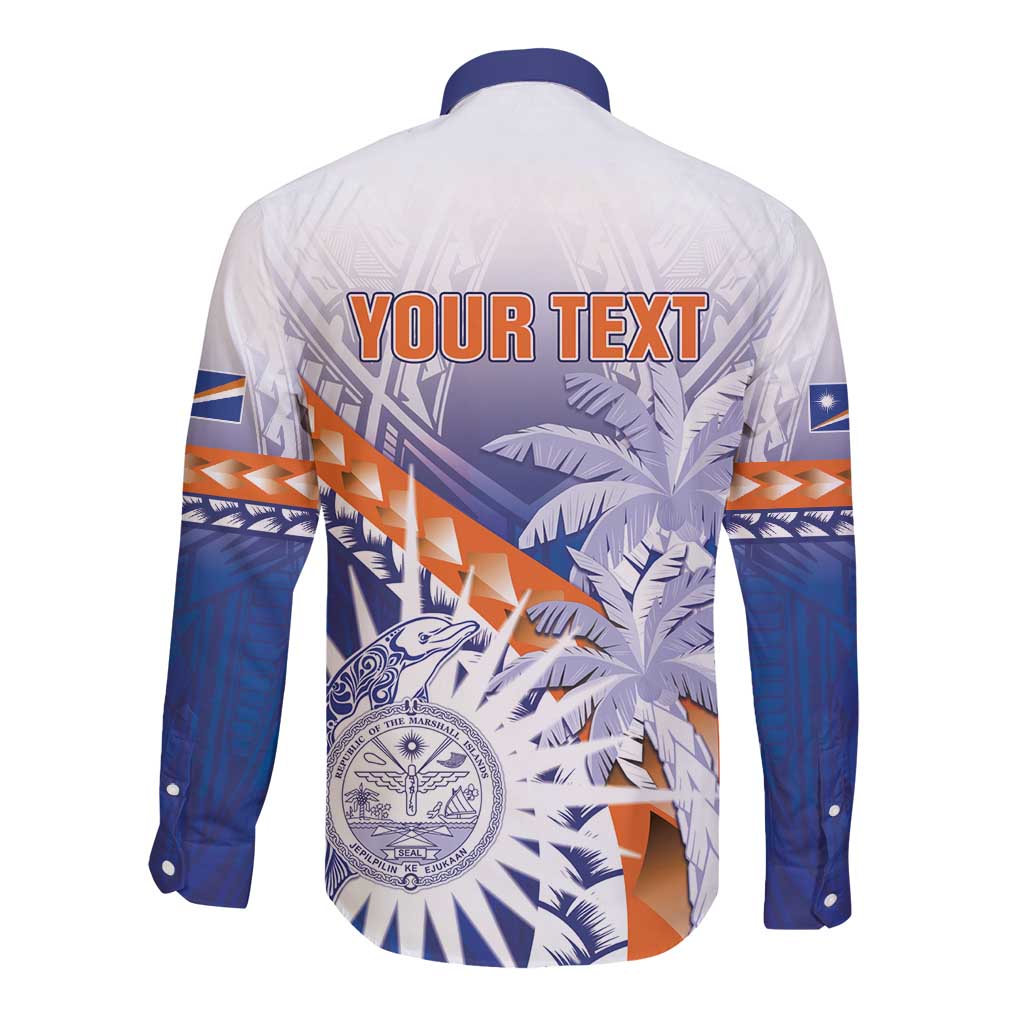 Personalised Marshall Islands Manit Day Long Sleeve Button Shirt Polynesian Tribal Tattoo Tropical Style LT05 - Polynesian Pride