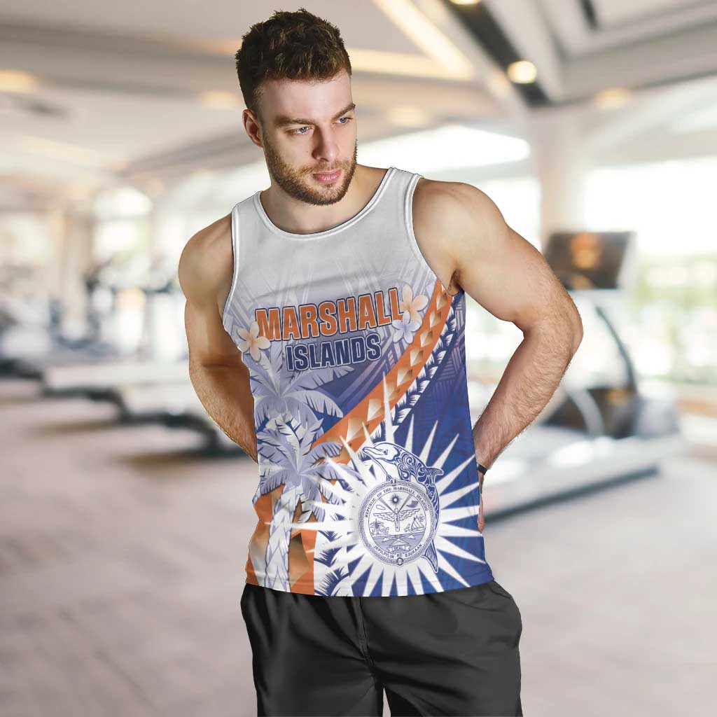 Personalised Marshall Islands Manit Day Men Tank Top Polynesian Tribal Tattoo Tropical Style LT05 Blue - Polynesian Pride